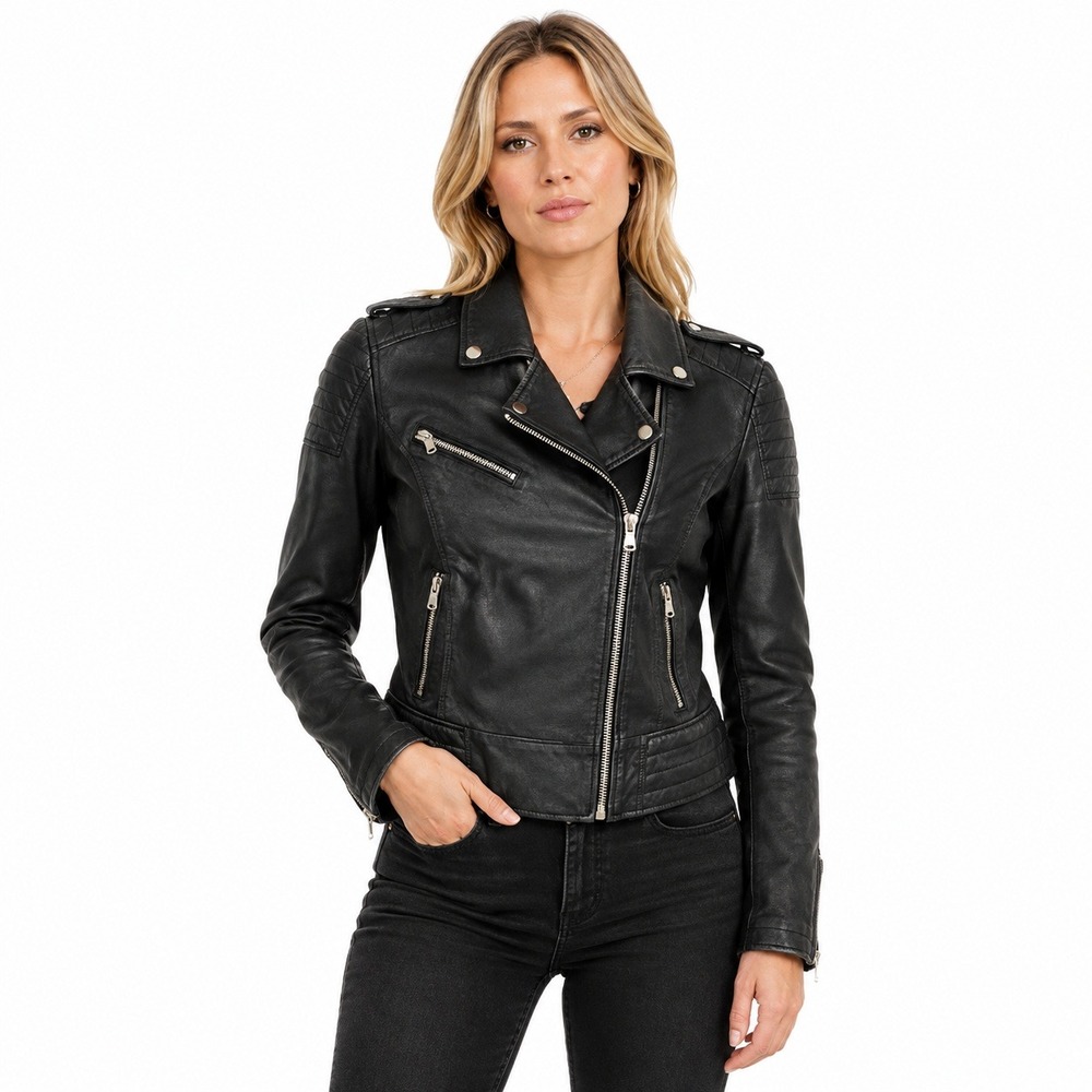 Barneys Originals Biker Jacket 20 Black Moto Edgy BikerCore Streetwear Baddie